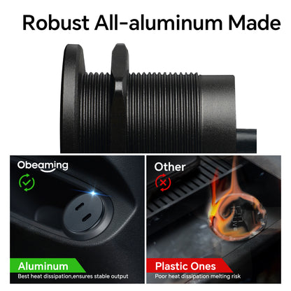 50W 12V USB Outlet Dual 25W USB-C Charger PD 3.0 Aluminum Fast Charging Socket, Replacement Car Charger Accessories for RV Camper Trailer Truck Boat Golf