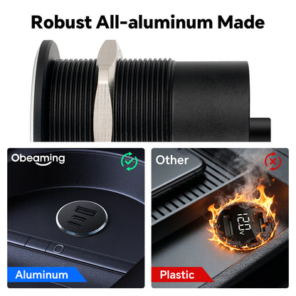 12V USB C Socket Campervan USB Outlet All Aluminum, Dual Port Type C PD 3.0 & QC3.0