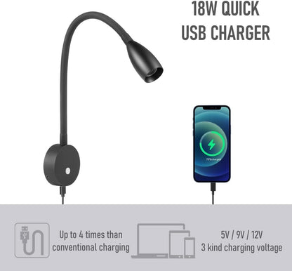 Obeaming Sleek 12V RV LED Reading Light Full Metal (Matte Black)