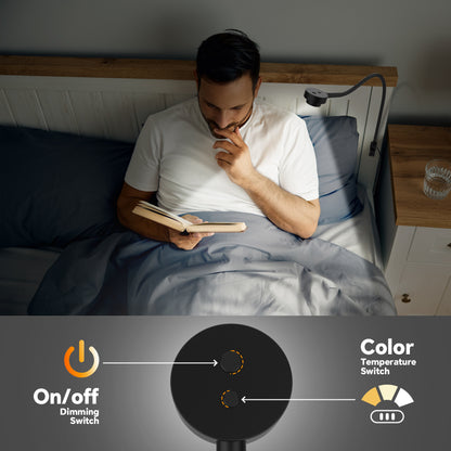 Wall Mounted Reading Light, 3CCT Bedside Book Light Minimalist Black