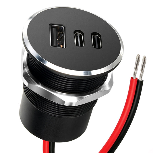 12V USB C Socket Campervan USB Outlet All Aluminum, Dual Port Type C PD 3.0 & QC3.0