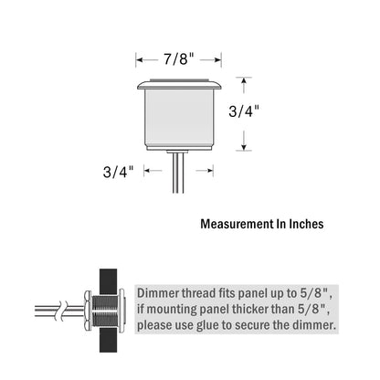 Obeaming 12V/24V 6A PWM LED Dimmer - Stainless Steel, Blue Indicator, 3/4" Mount
