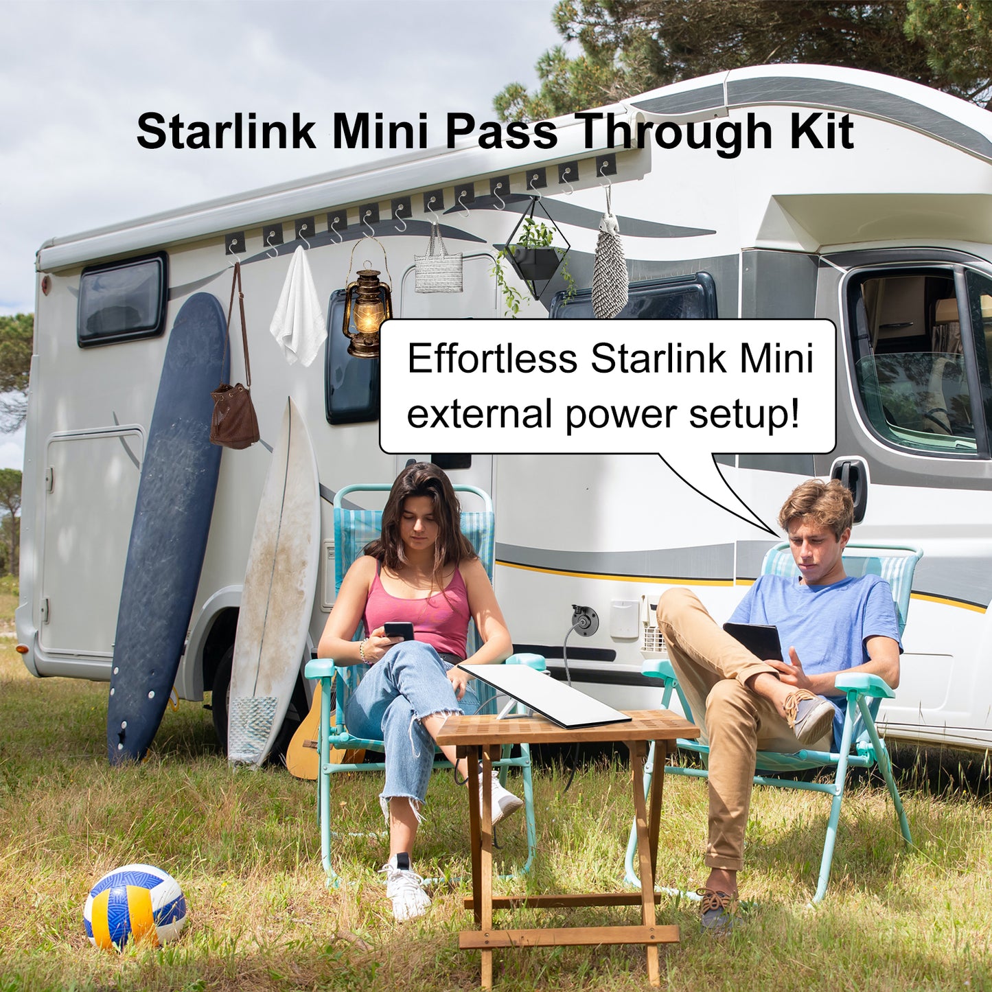 RV Wall Pass Through for Starlink Mini, Full Aluminum Cable Pass Through kit, IP67 Waterproof 5.5x2.1mm DC Female Bulkhead Connector for Camper Van Boat Battery Box