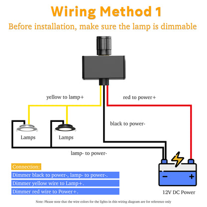 12V/15A PWM LED High-Side Dimmer Switch Black