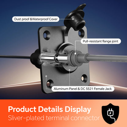 RV Wall Pass Through for Starlink Mini, Full Aluminum Cable Pass Through kit, IP67 Waterproof 5.5x2.1mm DC Female Bulkhead Connector for Camper Van Boat Battery Box