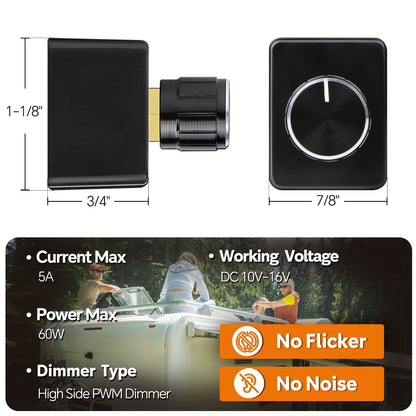 Obeaming 12V 5A Rotary Dimmer Switch PWM