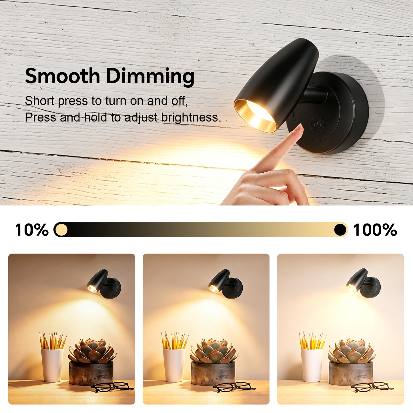 12V Reading Light Aluminum Boat Campervan Swivel Spot Black