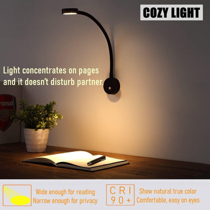 12V Flexible Reading Light - Red Light & Quick USB Charger