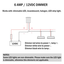 12V Light Dimmer,Max 6 Amps DC 12V 24V LED PWM Dimmer Switch, Stainless Steel Shell, 3/4" Mounting Hole,Blue Indicator, for LED Light Fixtures Halogen Strip Light Rope Light