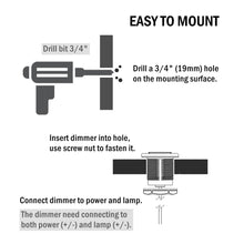 12V Light Dimmer,Max 6 Amps DC 12V 24V LED PWM Dimmer Switch, Stainless Steel Shell, 3/4" Mounting Hole,Blue Indicator, for LED Light Fixtures Halogen Strip Light Rope Light