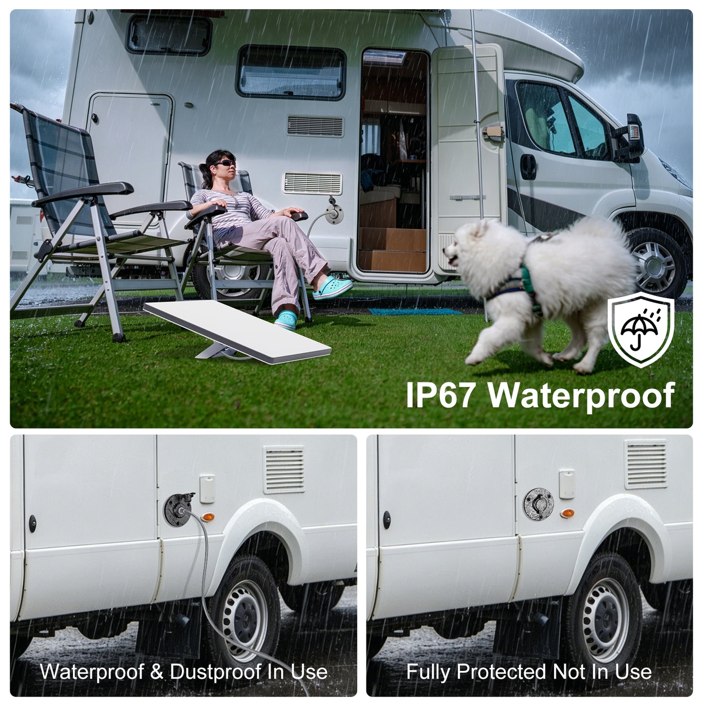 RV Wall Pass Through for Starlink Mini, Full Aluminum Cable Pass Through kit, IP67 Waterproof 5.5x2.1mm DC Female Bulkhead Connector for Camper Van Boat Battery Box
