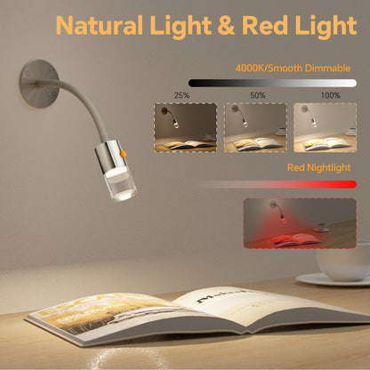 12V Reading Light & Bedside Lamp 4000K / Red Light  CNC Miled Aluminum Acrylic