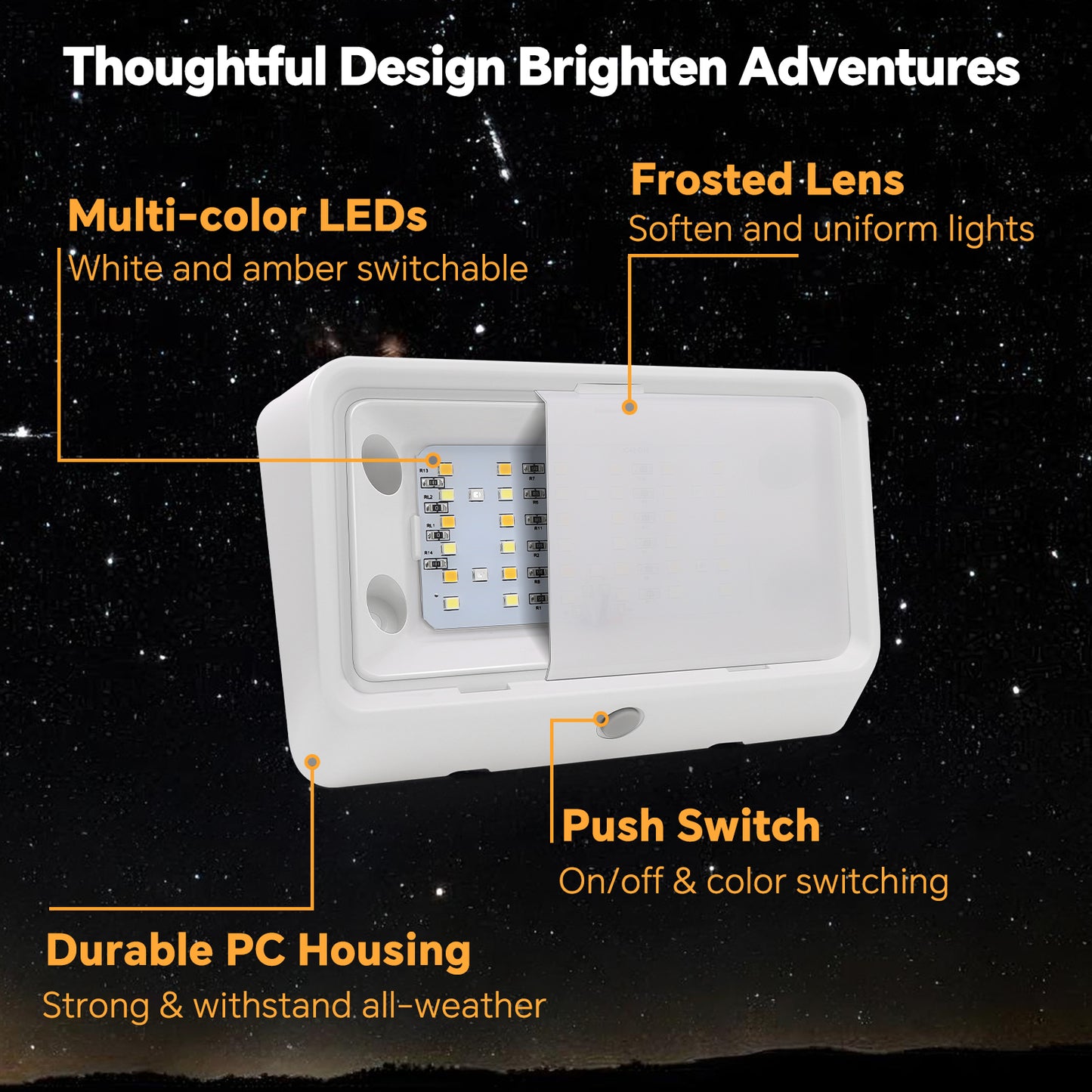 RV Porch Light Swift Color-Change w/ Built-in Button Porch Light 3CCT