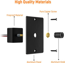 12V PWM LED Dimmer Switch 15A 180W, Push On Off, Rotary Knob Dimming,12V 24V Light Dimmer for RV Boat Truck Camper Van Trailer Light Fixture, LED Strip Lights (Black Panel)