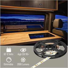 RV Boat 12V LED Strip Light Dimmable Flexible Tape Light 16.4 ft(5M) 600 LEDs  Width 5/16” for Motorhome Truck Trailer Interior Lighting, CRI 90+ Indoor Only