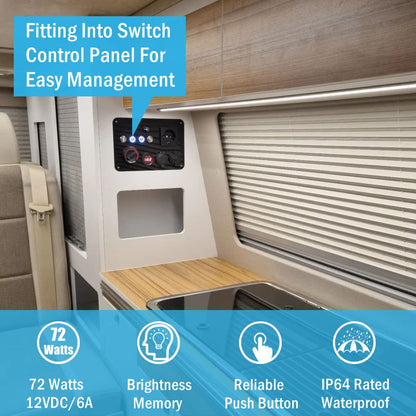 Obeaming 12V/24V 6A PWM LED Dimmer - Stainless Steel, Blue Indicator, 3/4" Mount