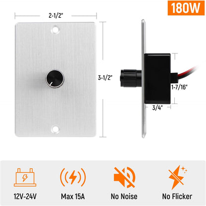 12V/15A PWM LED Low-Side Dimmer Switch Silver