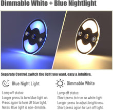 RV Boat Interior LED Puck Light,3 Inch Dimmable Acrylic Disk Light & Blue Nightlight,12V Panel Light for Camper Van Motorhome Truck Trailer Interior Lighting, 4 Pack