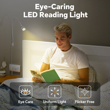 Wall Mounted Reading Light, Bedside Book Light Minimalist White