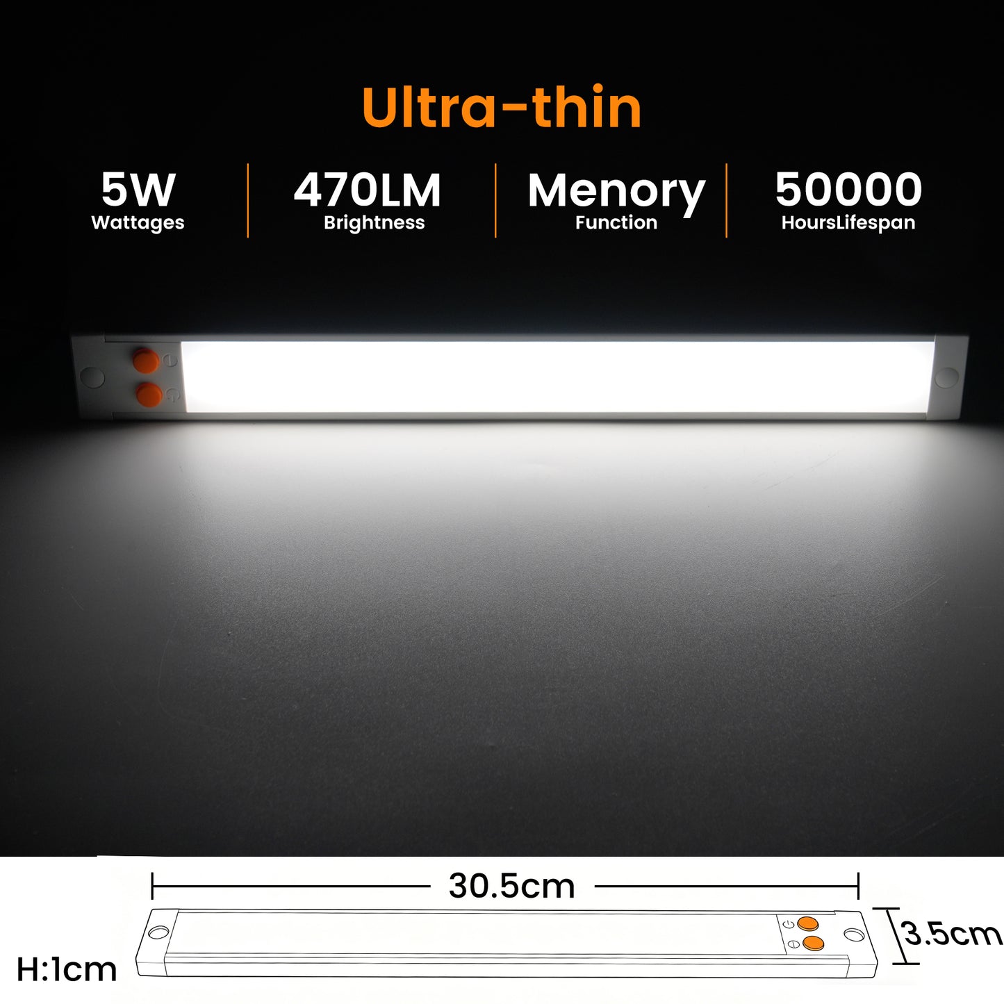 RV 12V LED Light Bar Aluminum, 3CCT (3000K/4000K/6000K) & Red Night Light, Caravan Boat Truck Interior Under Cabinet Light Strip Rigid Linear, Screw Mount