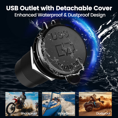 MIni 48W USB Charger, 12V USB Outlet for RV, Boat, Truck, Camper