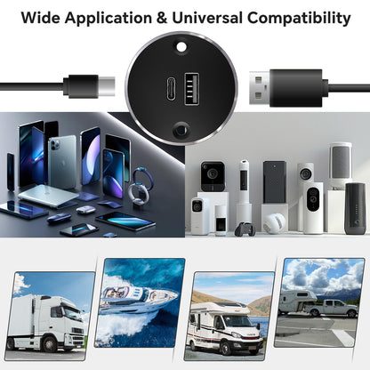 All-aluminum QC 3.0 12V USB Charger Screw Mount