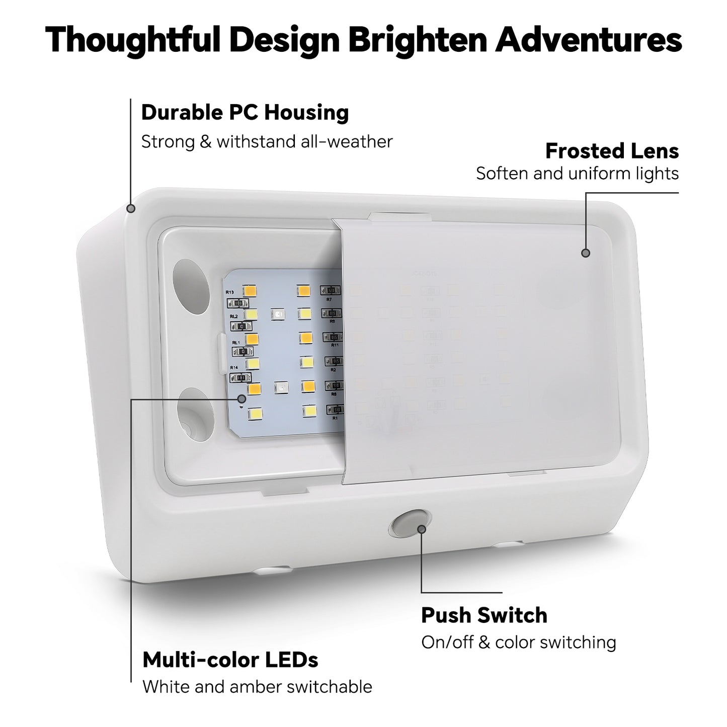 RV Porch Light Swift Color-Change w/ Built-in Button Porch Light 3CCT