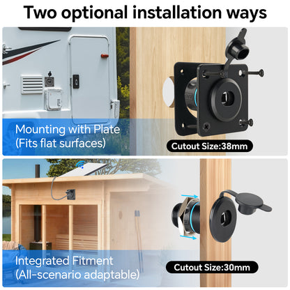 Aluminum Pass Through Wall Socket for Starlink Gen3, RJ45 CAT6 Ethernet Female to Female IP68 Waterproof Bulkhead Panel Socket, Ideal for RV Camper Boat Trailer Off-Grid