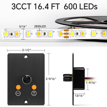 3CCT Flexible 16.4ft LED Strip Light with 12V CCT Switchable Dimmer Kit for Camper Vans, Trucks & Trailers Indoor. CCT Changeable(3000K/4500K/6000K) & Brightness Control DC12V, 10A