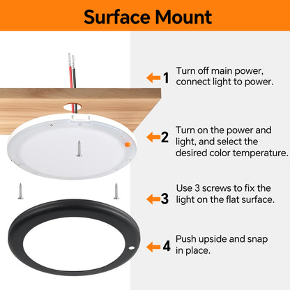 12V Metal Ceiling Dome Light RV Boat 3 CCT 2700K/4000K/6000K Switchable & Dimmable, Surface Mount LED Down Light for Motorhome Camper Trailer Interior Lighting