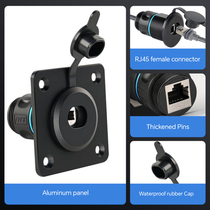 Aluminum Pass Through Wall Socket for Starlink Gen3, RJ45 CAT6 Ethernet Female to Female IP68 Waterproof Bulkhead Panel Socket, Ideal for RV Camper Boat Trailer Off-Grid