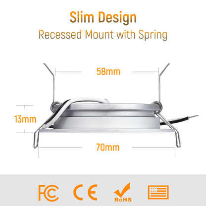 Obeaming 2.75" LED Recessed Ceiling Light 8Pcs Black (Satin Silver)