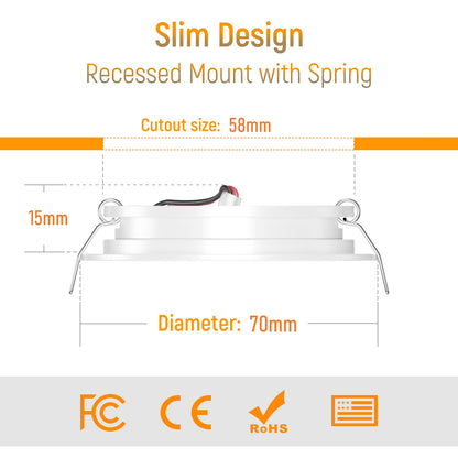 Obeaming 2.75" LED Recessed Ceiling Light 8Pcs Black (Pearly White)