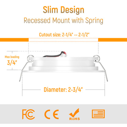 Obeaming 2.75" LED Recessed Ceiling Light 8Pcs Black (Pearly White)