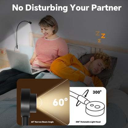 Wall Mounted Reading Light, 3CCT Bedside Book Light Minimalist Black