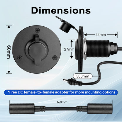 RV Wall Pass Through for Starlink Mini, Full Aluminum Cable Pass Through kit, IP67 Waterproof 5.5x2.1mm DC Female Bulkhead Connector for Camper Van Boat Battery Box