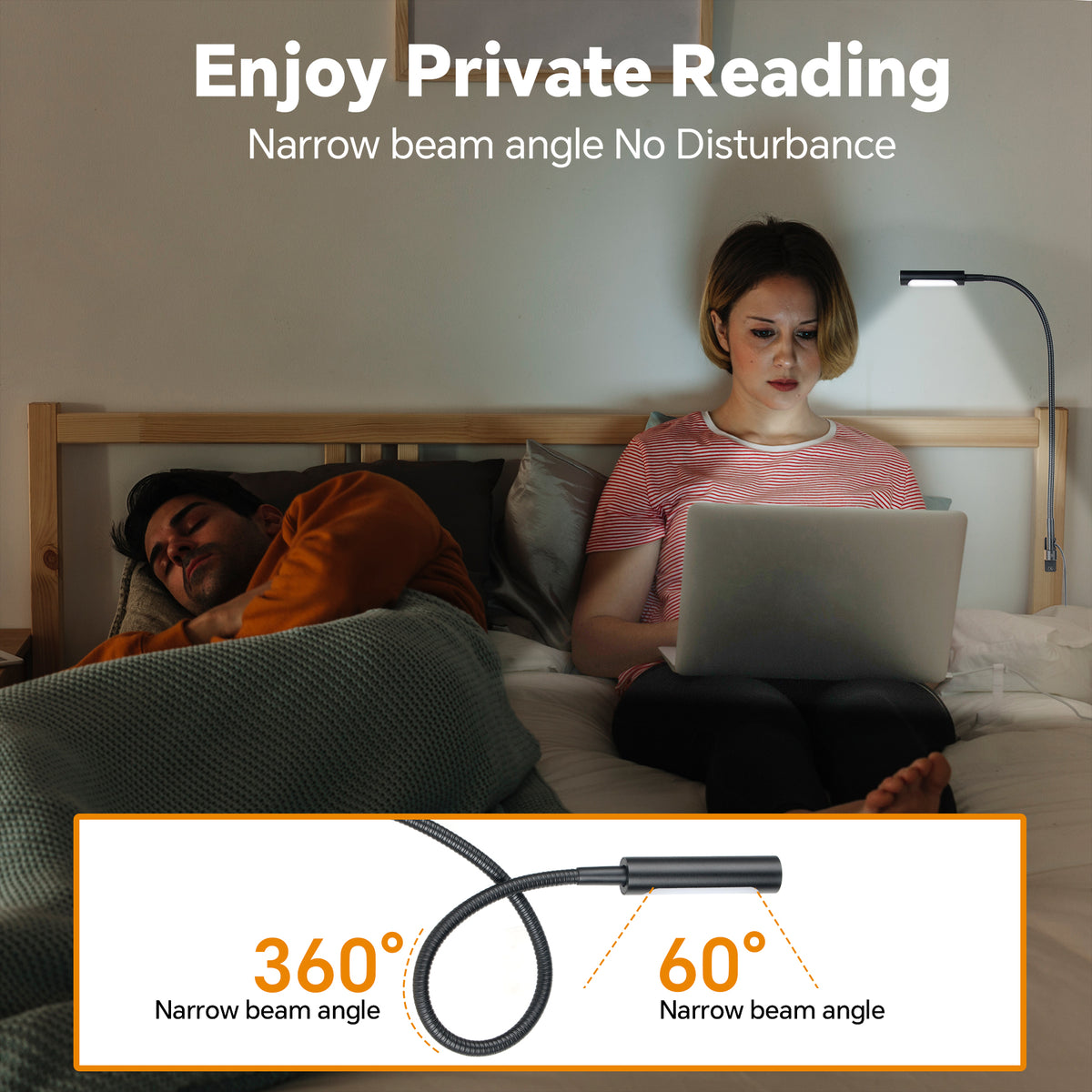 Wall Mounted Reading Light, Bedside Book Light Minimalist Black