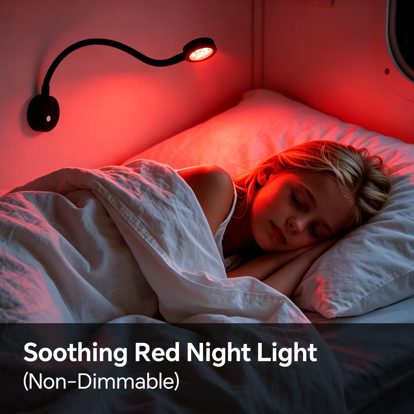 12V Flexible Reading Light 4000K & Red Light, Quick USB C Charger