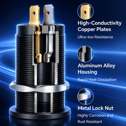 68W 3 Port 12V USB Outlet, Dual PD3.0 Type-C QC3.0 Aluminum Car Charger