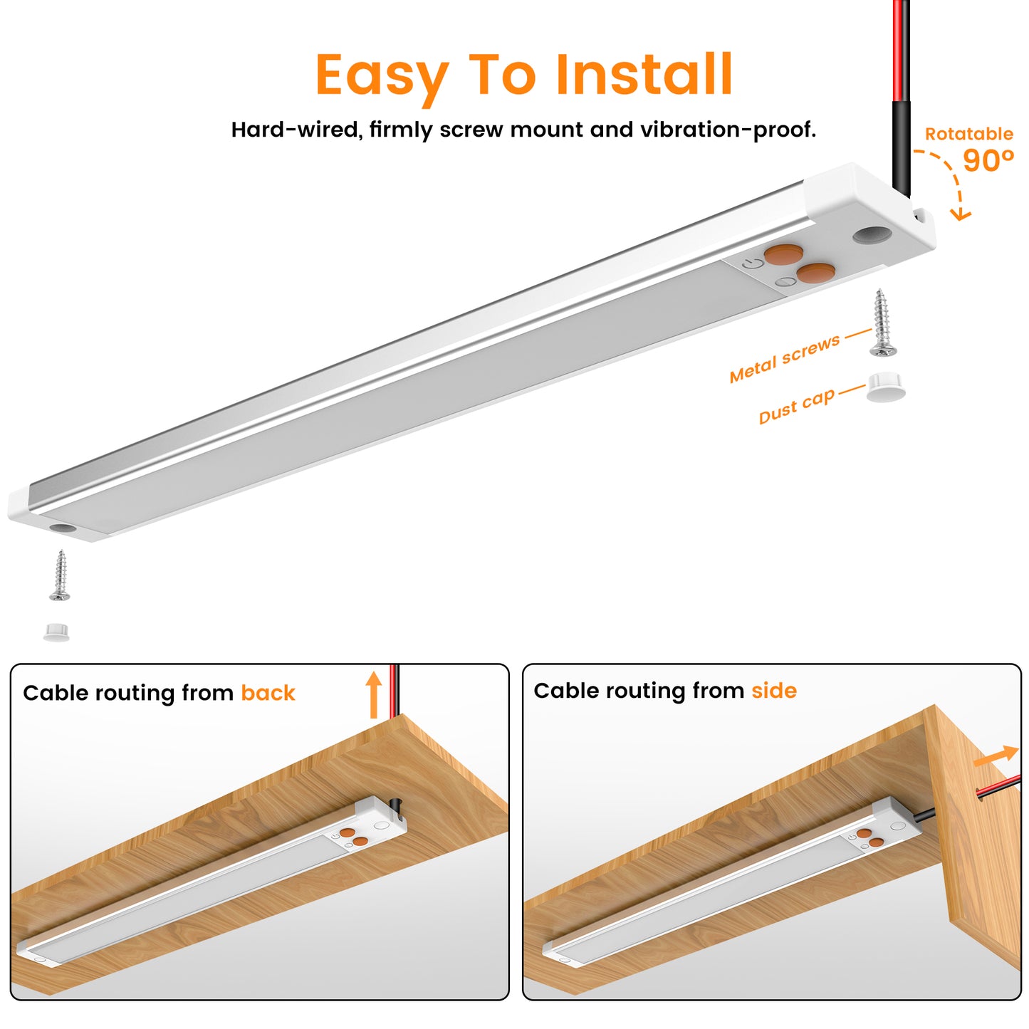RV 12V LED Light Bar Aluminum, 3CCT (3000K/4000K/6000K) & Red Night Light, Caravan Boat Truck Interior Under Cabinet Light Strip Rigid Linear, Screw Mount