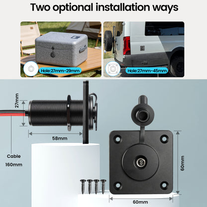 Power Booster for Starlink Mini 12V Adapter Aluminum Wall Pass Through Socket