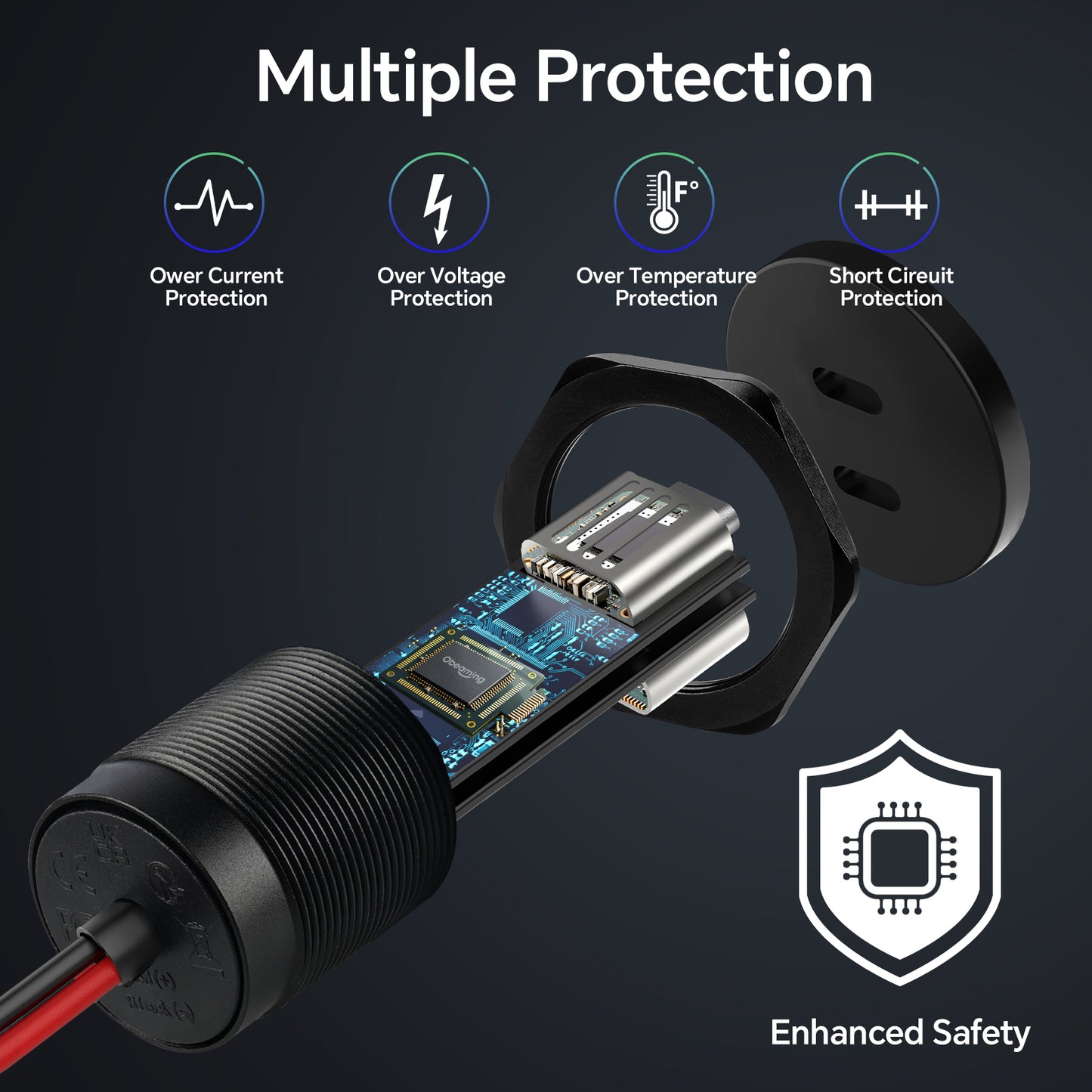 50W 12V USB Outlet Dual 25W USB-C Charger PD 3.0 Aluminum Fast Charging Socket, Replacement Car Charger Accessories for RV Camper Trailer Truck Boat Golf