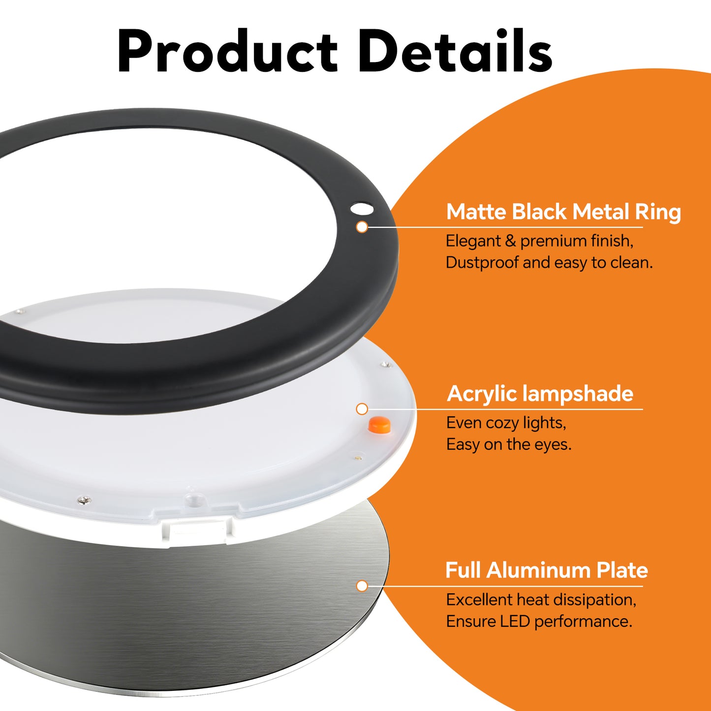12V Metal Ceiling Dome Light RV Boat 3 CCT 2700K/4000K/6000K Switchable & Dimmable, Surface Mount LED Down Light for Motorhome Camper Trailer Interior Lighting