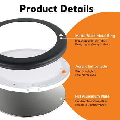 12V Metal Ceiling Dome Light RV Boat 3 CCT 2700K/4000K/6000K Switchable & Dimmable, Surface Mount LED Down Light for Motorhome Camper Trailer Interior Lighting