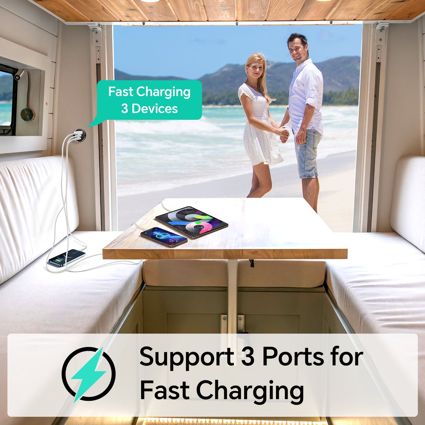 12V USB C Socket Campervan USB Outlet All Aluminum, Dual Port Type C PD 3.0 & QC3.0