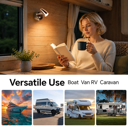 12V Reading Light Aluminum Boat Campervan Swivel Spot Nickel