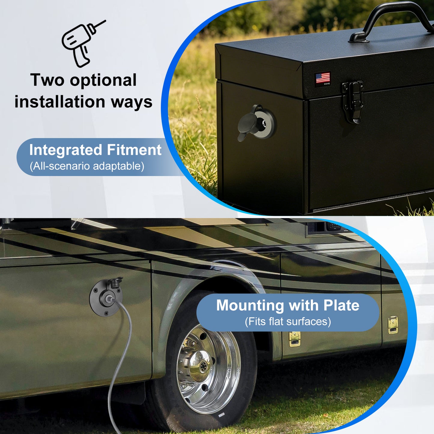 RV Wall Pass Through for Starlink Mini, Full Aluminum Cable Pass Through kit, IP67 Waterproof 5.5x2.1mm DC Female Bulkhead Connector for Camper Van Boat Battery Box