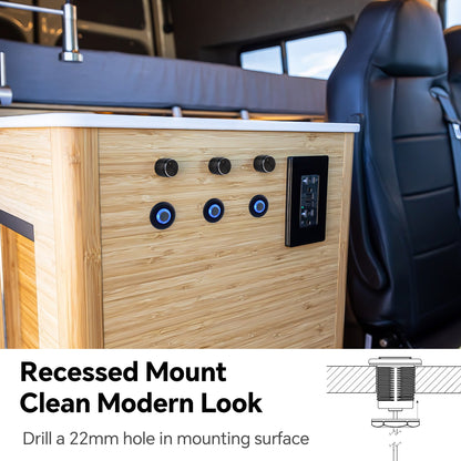 Black Aluminum 12V High-side PWM Dimmer Switch w/ Blue Backlight for LED Strip Light, Halogen, Incandescent