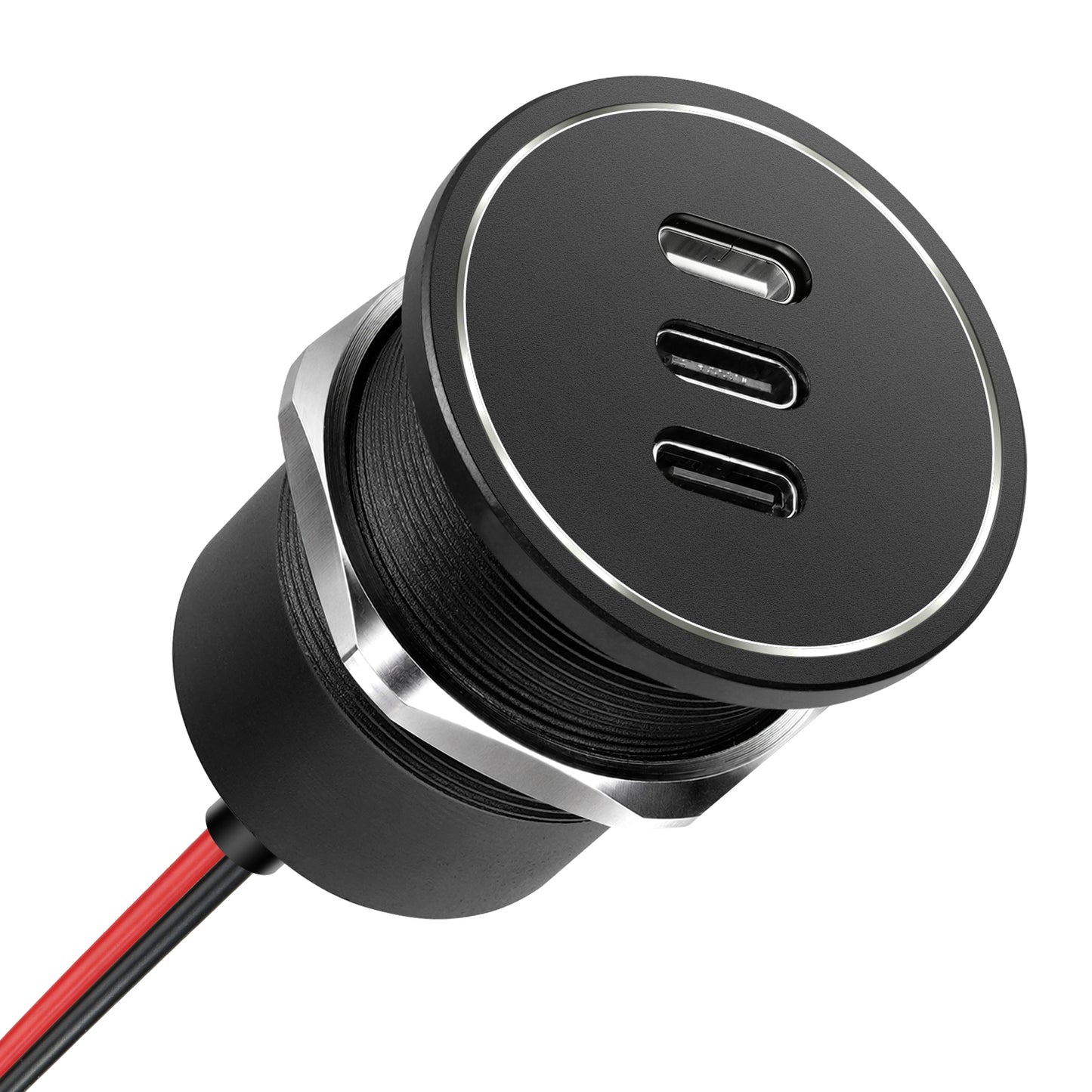 USB C Socket 12V Aluminum 3-Port Outlet, 27W PD & 20W PD