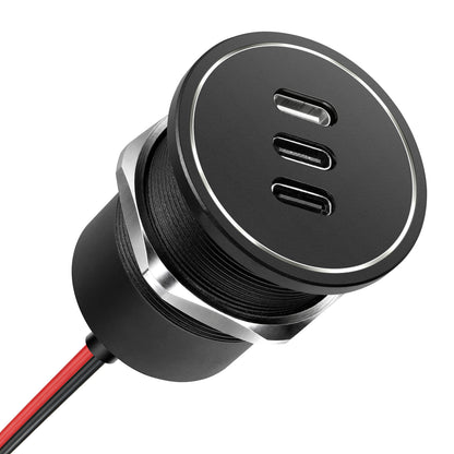 USB C Socket 12V Aluminum 3-Port Outlet, 27W PD & 20W PD